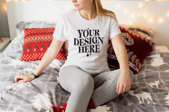 Christmas Bella Canvas 3001 Mockup 43: A Festive Design Asset for Local Business Branding