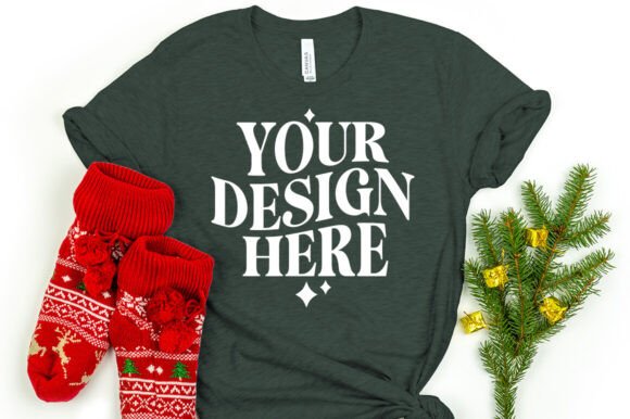 Christmas Bella Canvas 3001 Mockup Fores in Product Mockups