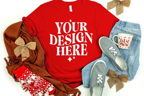 Christmas Bella Canvas 3001 Mockup Red