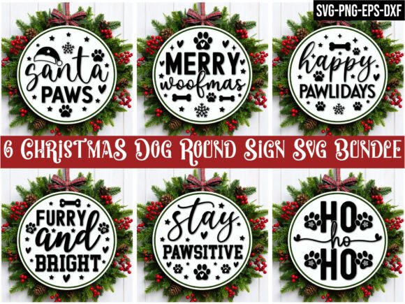 Christmas Dog Round Sign Svg Bundle for Crafts