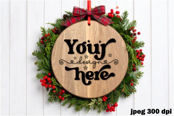 Christmas Round Sign Mockup 1 for Crafts and Digital Sellers