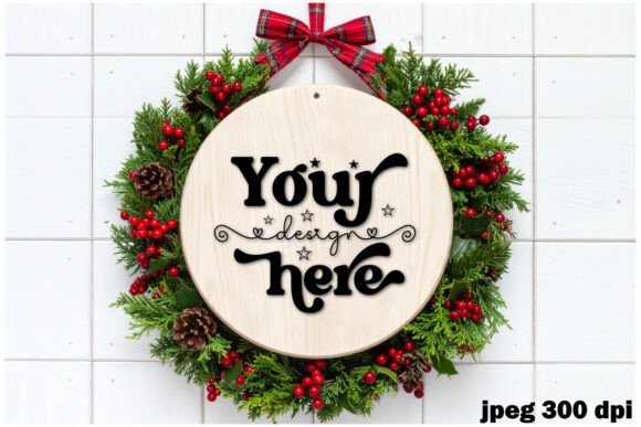 Christmas Round Sign Mockup 6 in Crafts
