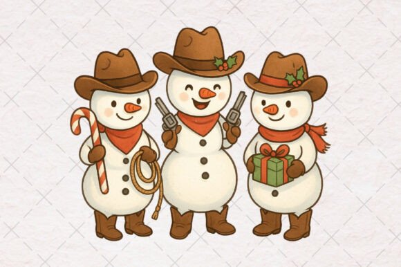 Cowboy Christmas Snowma – Rustic Holiday T-Shirt Designs