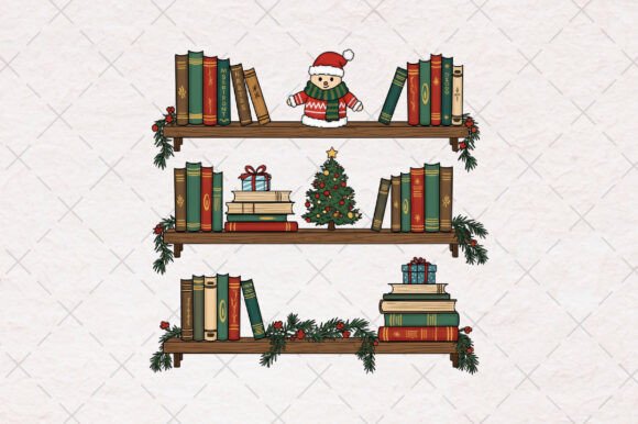 Cozy Christmas Bookshelf Png Review for T-Shirt Designs
