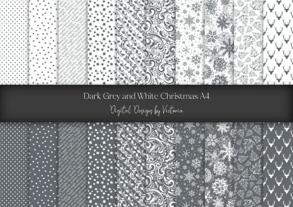 Dark Grey and White Christmas A4 Backgrounds