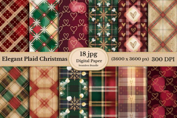 Elegant Plaid Christmas Pattern Bundle: Patterns for Crafters