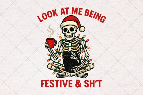 Funny Christmas Png, Snarky Skeleton Png for T-Shirt Designs