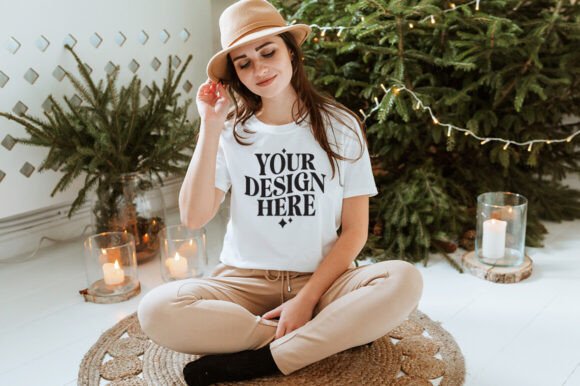 Gildan 64000 Christmas T-Shirt Mockup 12 for Product Mockups