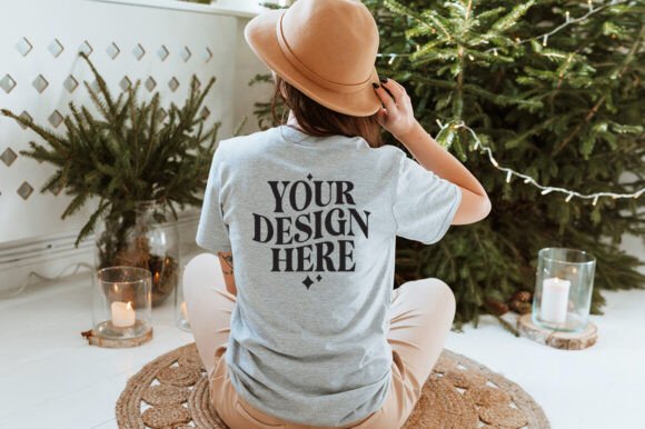 Gildan 64000 Christmas T-Shirt Mockup for Local Business Branding