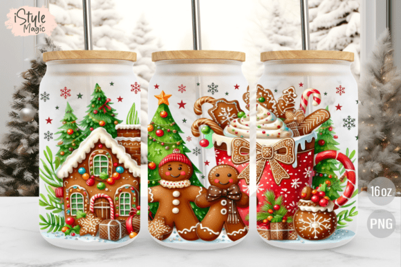 Gingerbread Christmas 16 Oz Glass Wrap: A Festive Graphic Design Asset for Crafts and Branding