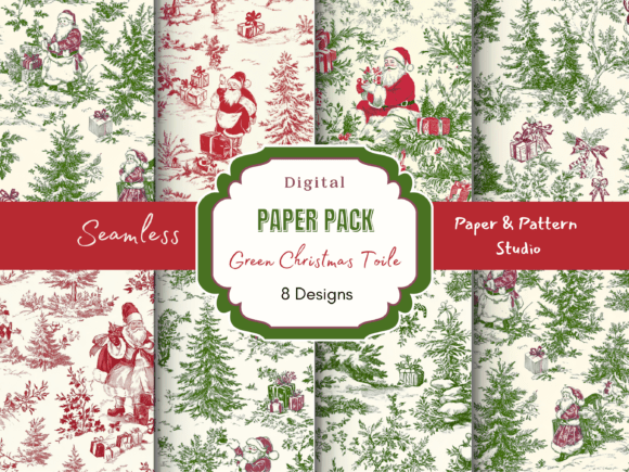 Green Christmas Toile Digital Paper Review: A Designer’s Perspective