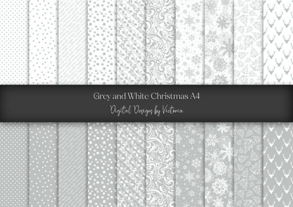 Grey and White Christmas A4: Backgrounds for Digital Sellers
