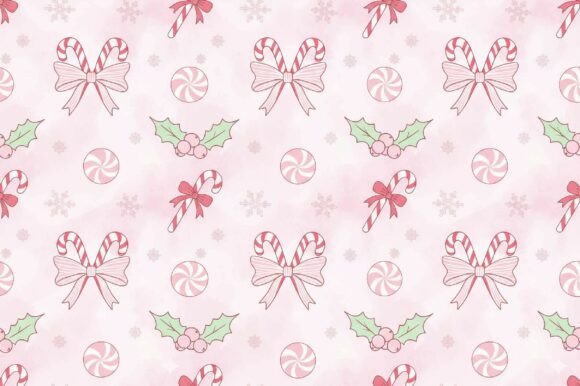 Pink Christmas Candy Pattern Paper Bow for Festive Branding