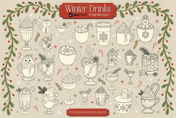 Procreate Christmas Drink Stamp Brushes Review for Digital Sellers