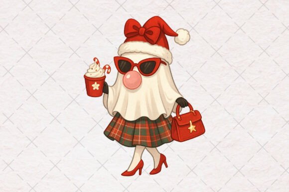 Retro Santa Girl PNG, Christmas Fashion & T-Shirt Designs