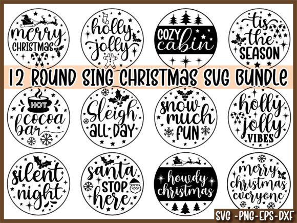Round Sing Christmas Svg Bundle for Crafts and Web Design